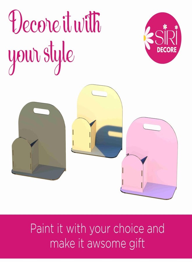 SIRI DECORE حامل سلة هدايا من خشب MDF سادة من SiRiDecore | 30×20×30 سم | صينية خشبية للهدايا، وتغليف الكيك، وتزيين المنازل، وسلال الهدايا الاحتفالية - Image 4